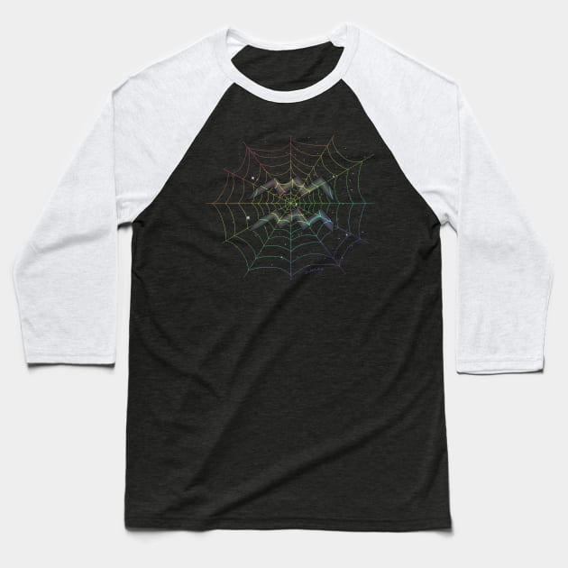 Rainbow Spiderweb Aquarius Baseball T-Shirt by HauntedIndigo